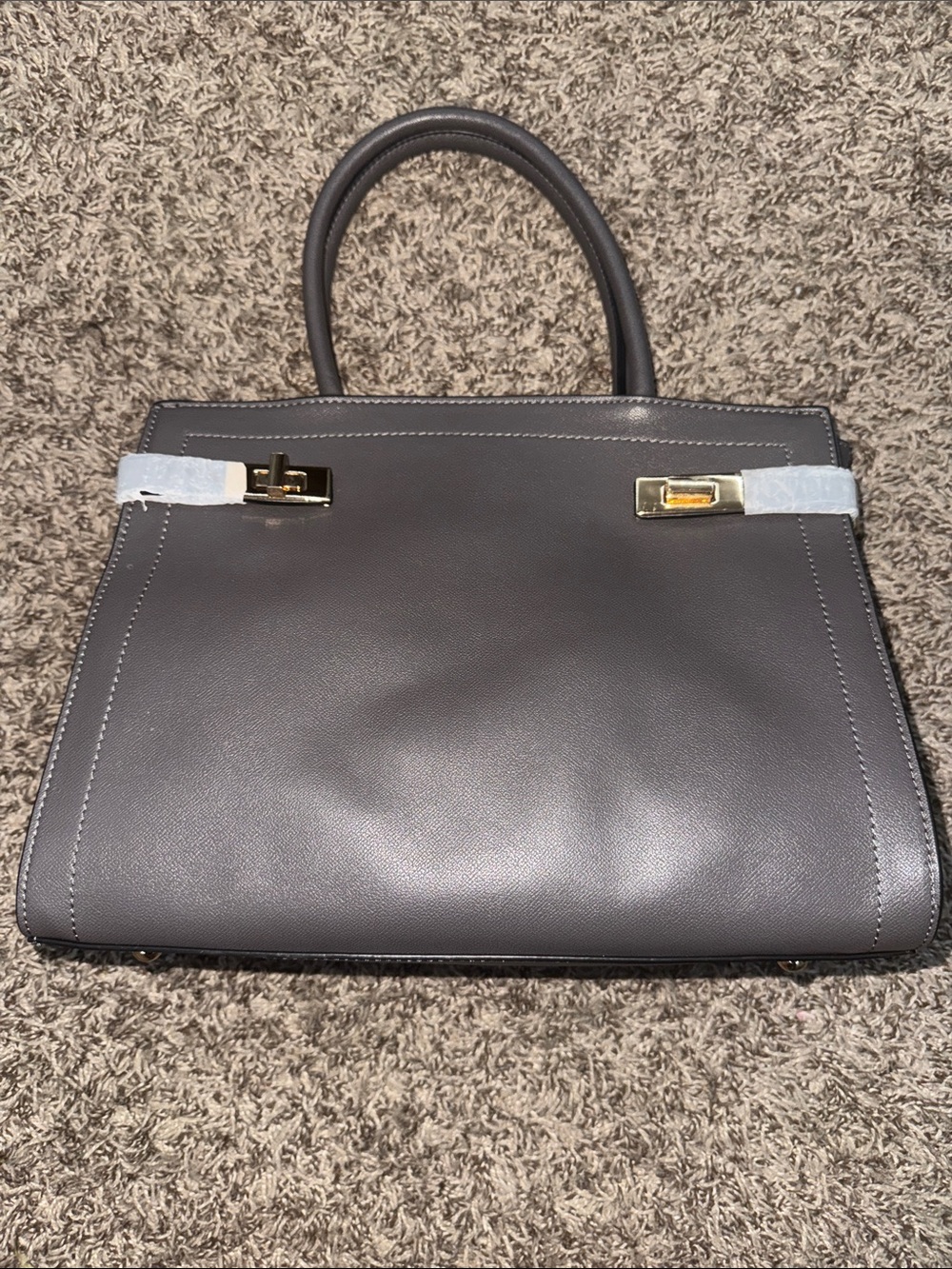 Dark gray top-handle satchel bag